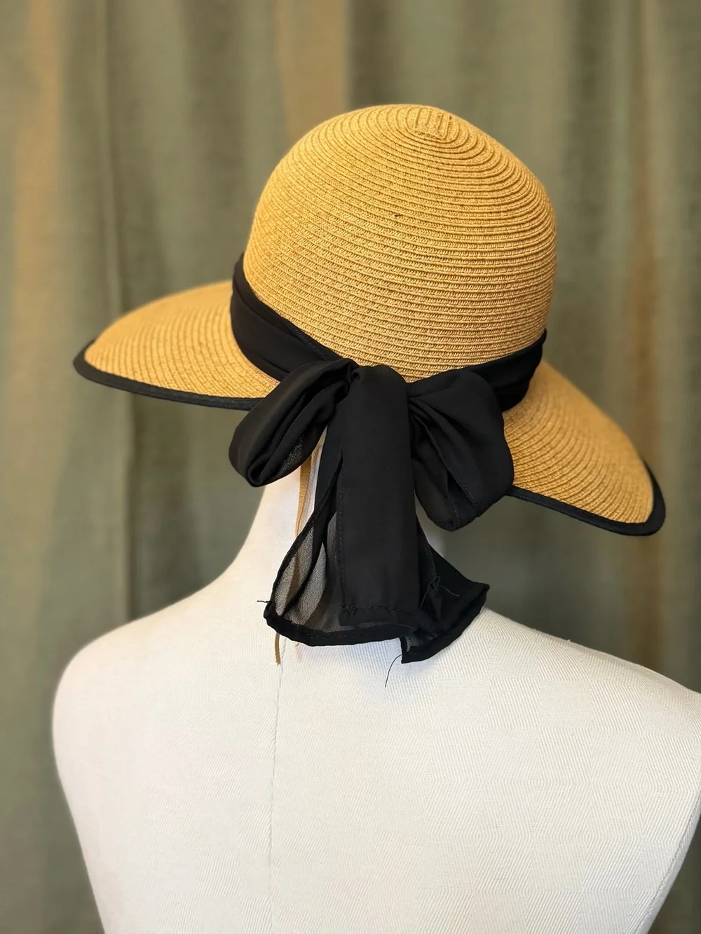 VINTAGE SAN Diego Hat Co. Bow Straw Wide Brim Sun Hat - Picture 3 of 5